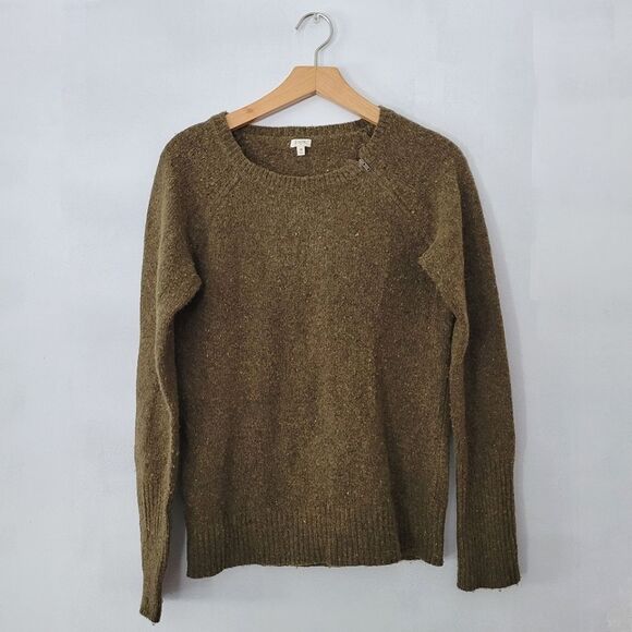 J. Crew Factory Lambswool Blend Heather Green Knit Sweater M - Picture 1 of 9